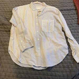 American Eagle Outfitters Blue and White Striped Button Down Shirt